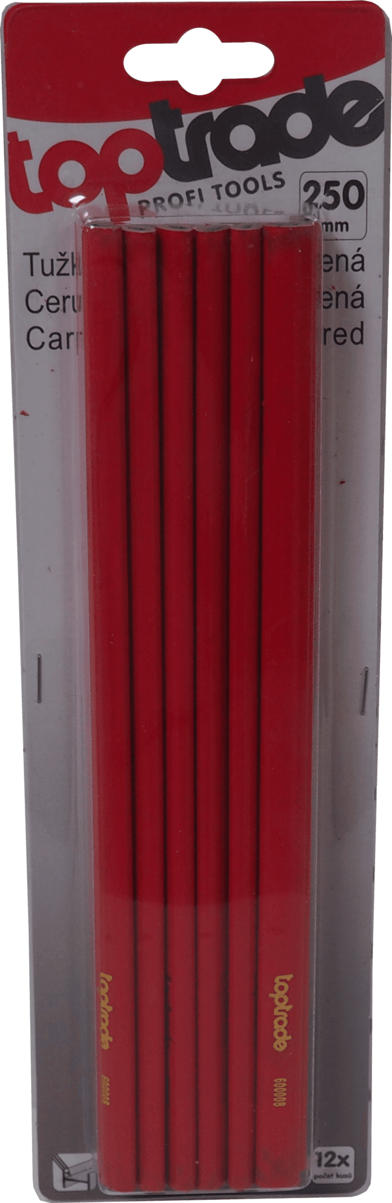 TOPTRADE tesařská tužka, červená, 250 mm, sada 12 ks - náhled 2