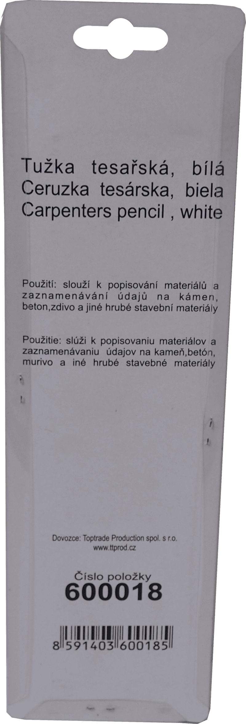 TOPTRADE tužka tesařská bílá, 250 mm – sada 12 ks - náhled 3