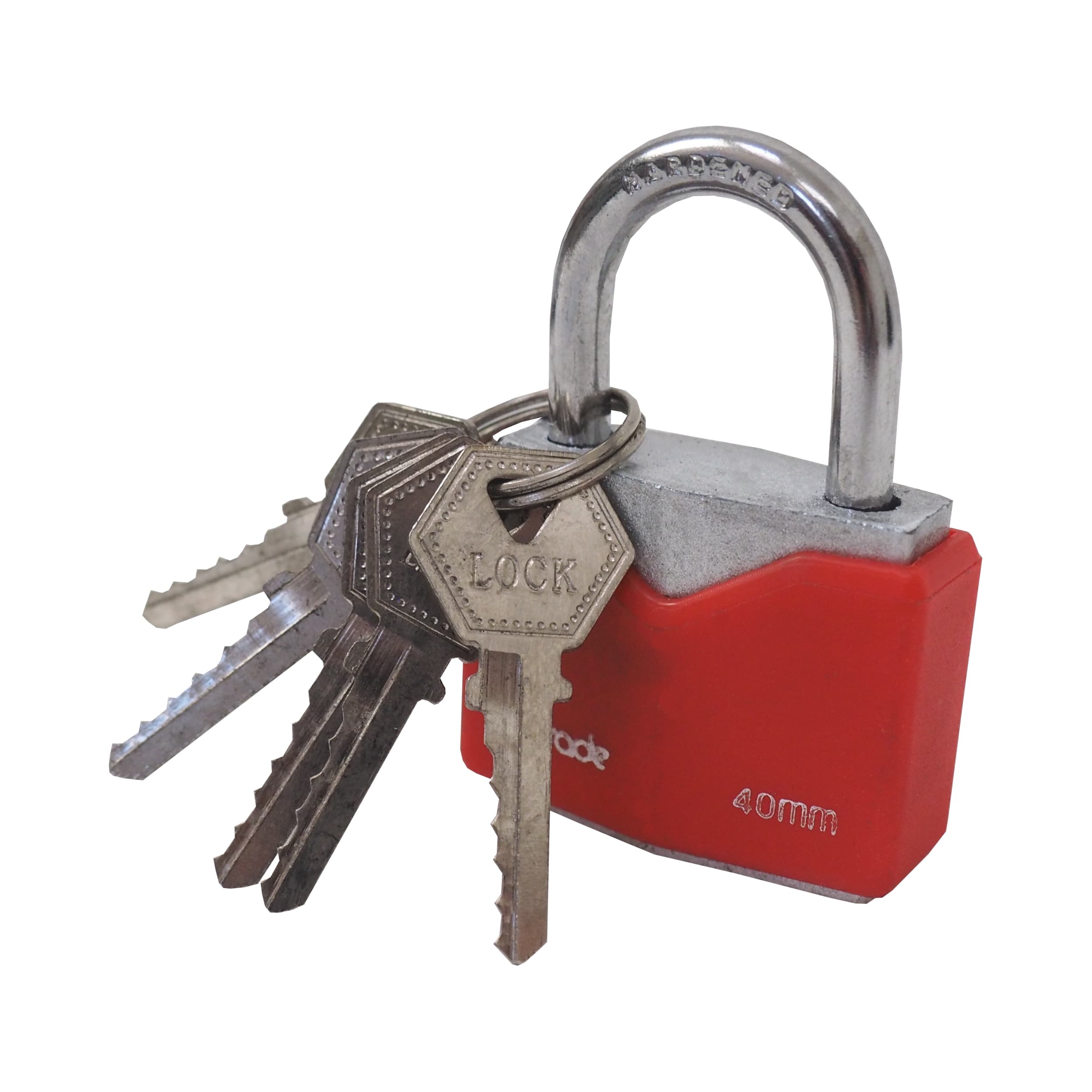 TOPTRADE visací zámek 40 mm, červený – 5 klíčů - náhled 3