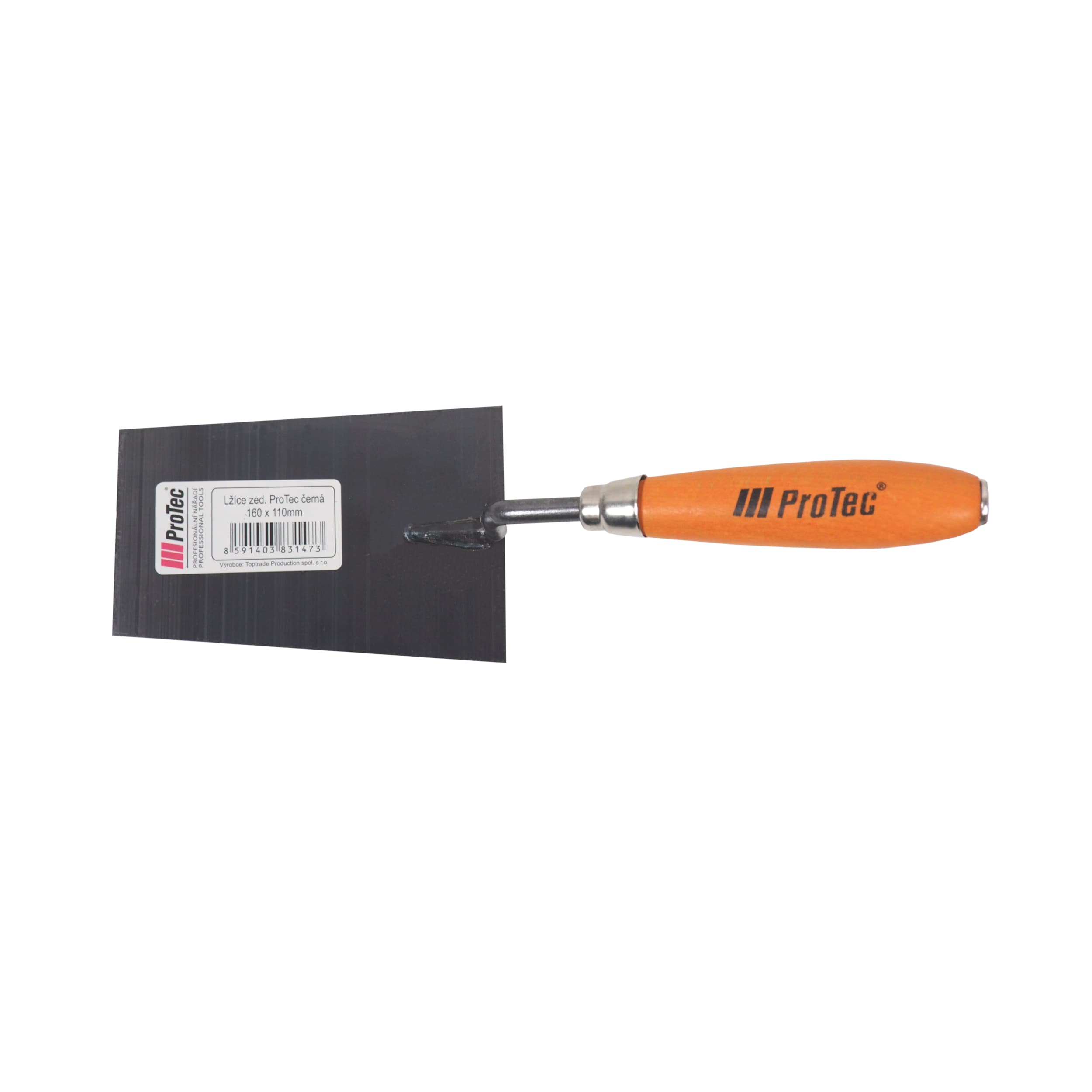 ProTec zednická lžíce, ocelová, 160 × 110 mm, černá – Profi - náhled 2
