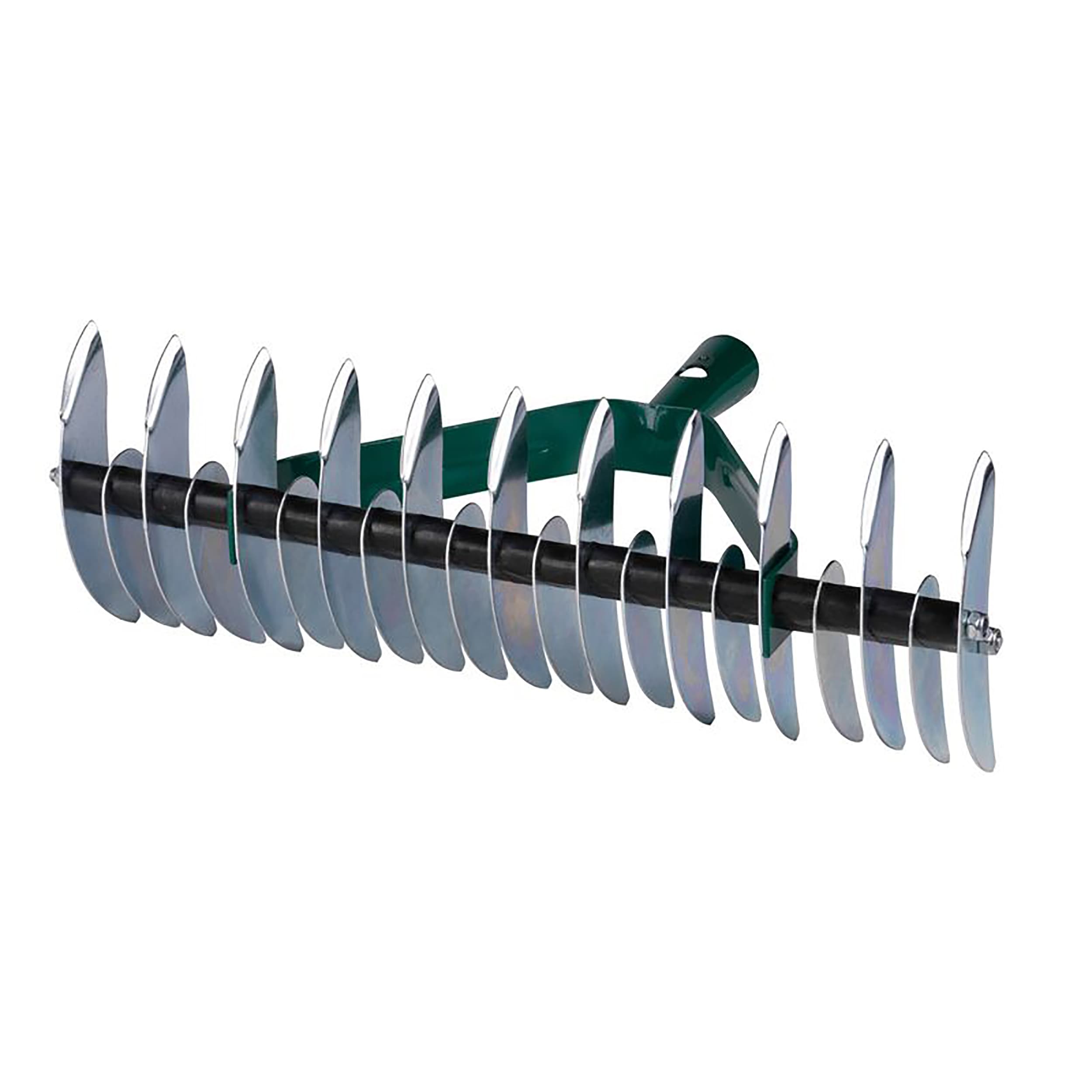 TOPTRADE provzdušňovací hrábě na mech, oboustranné 11/21 zubů, záběr 36 cm