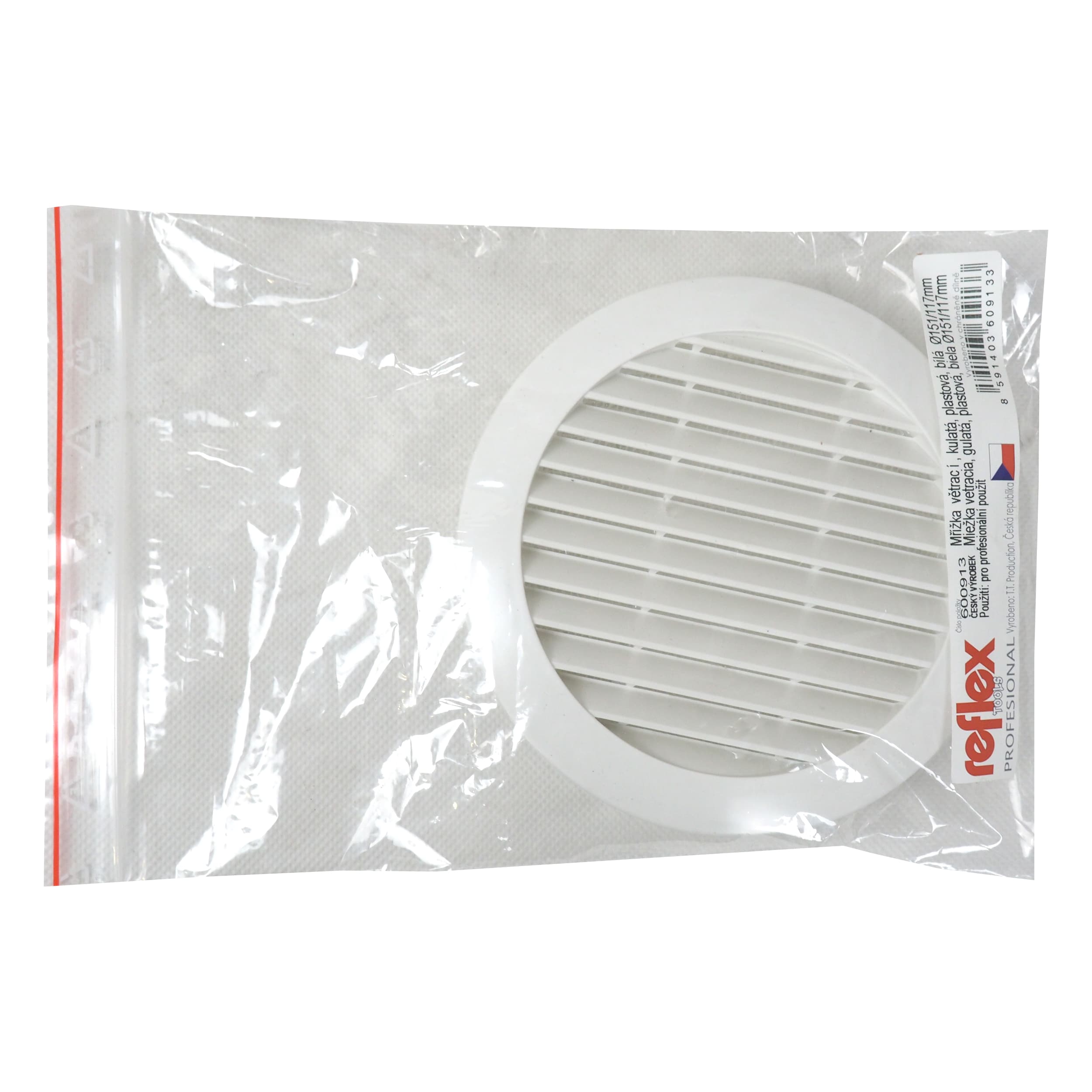 TOPTRADE větrací mřížka kulatá s přírubou Ø118 mm, plast (čelo Ø145 mm) - náhled 2