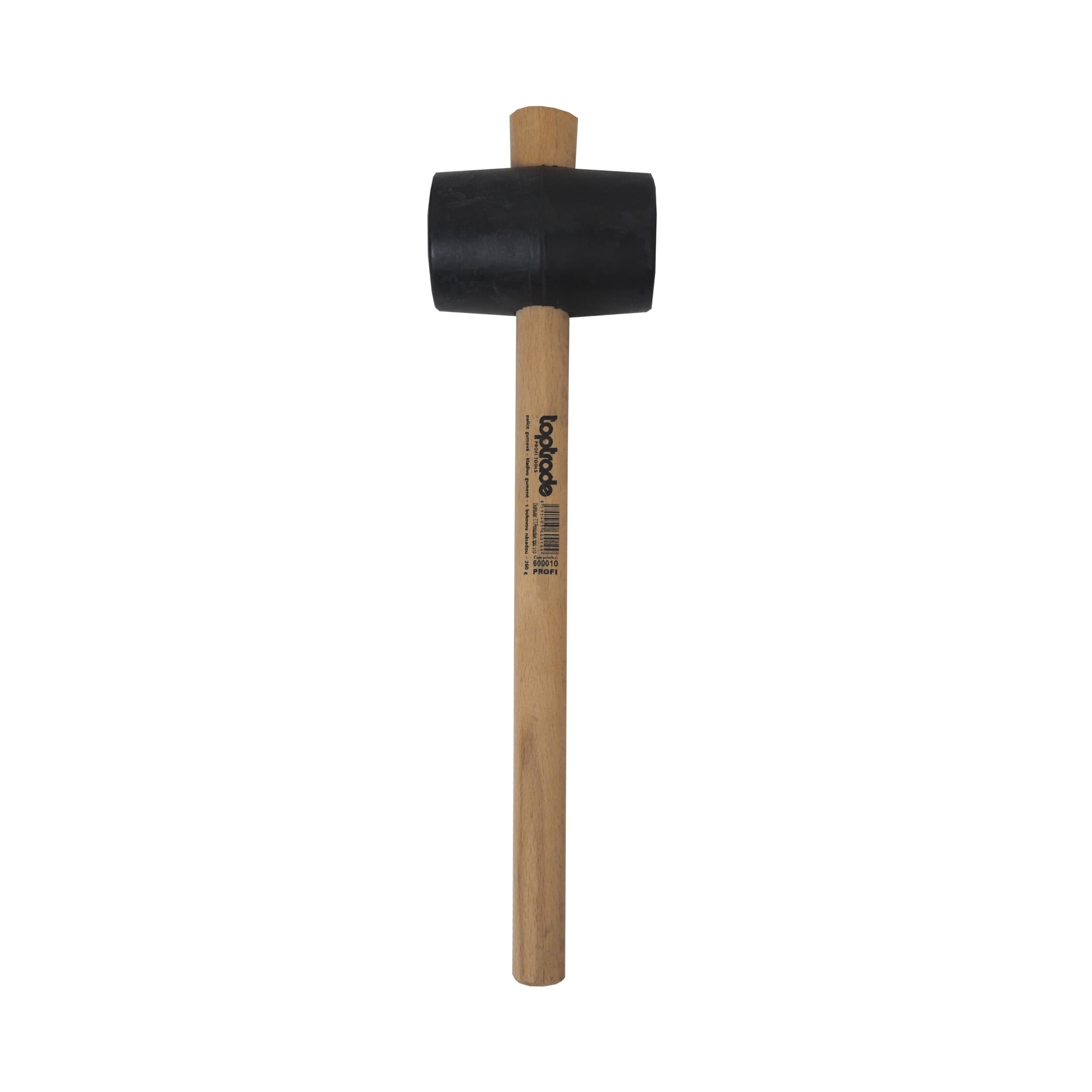 TOPTRADE gumová palice, černá, buková násada, Ø 45 mm, 260 g - náhled 3