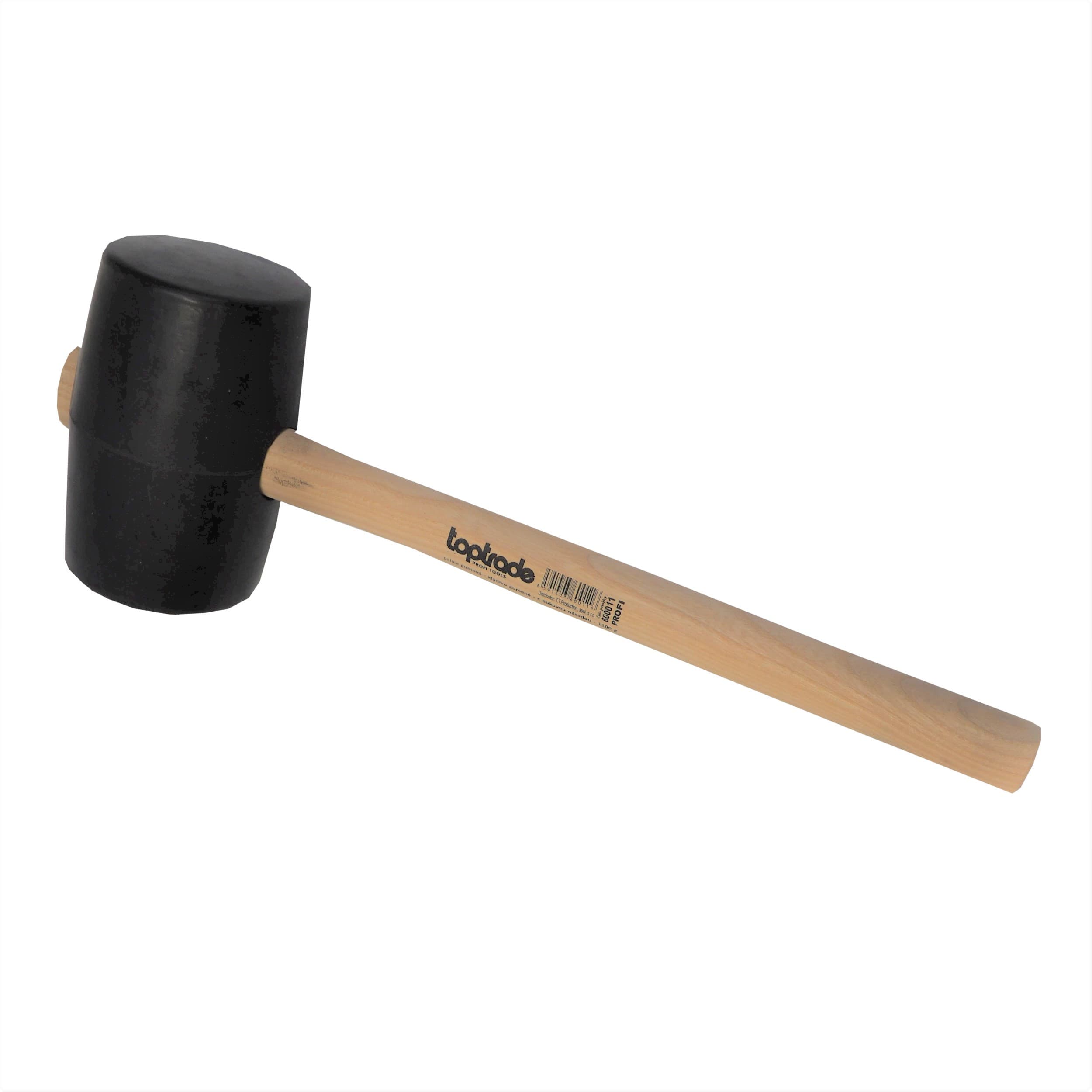 TOPTRADE gumová palice 1,1 kg, Ø 90 mm, černá, buková násada