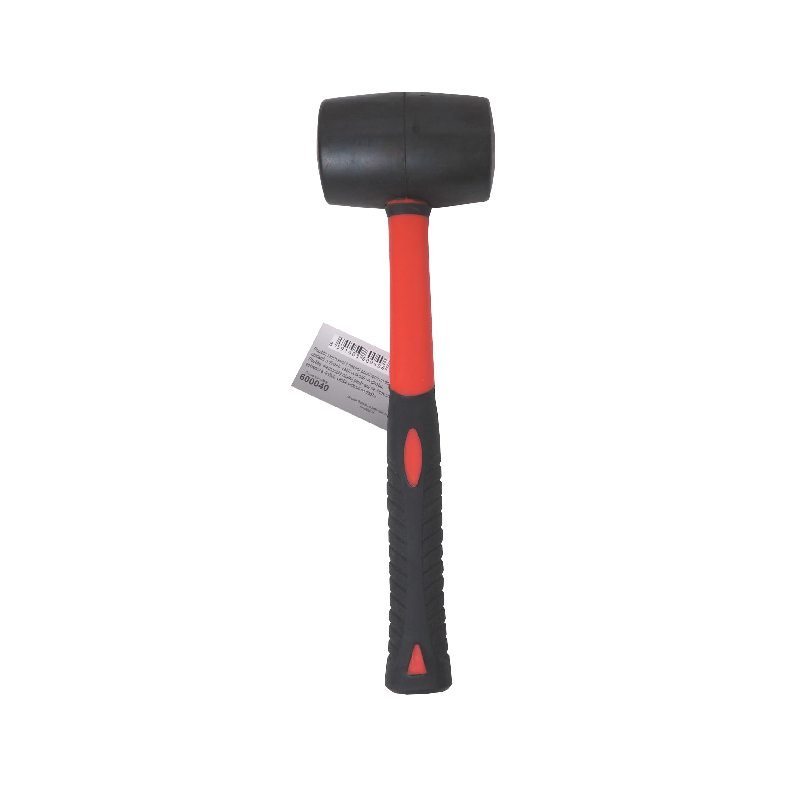 TOPTRADE gumová palice, černá, sklolaminátová násada, Ø 45 mm, 230 g - náhled 2