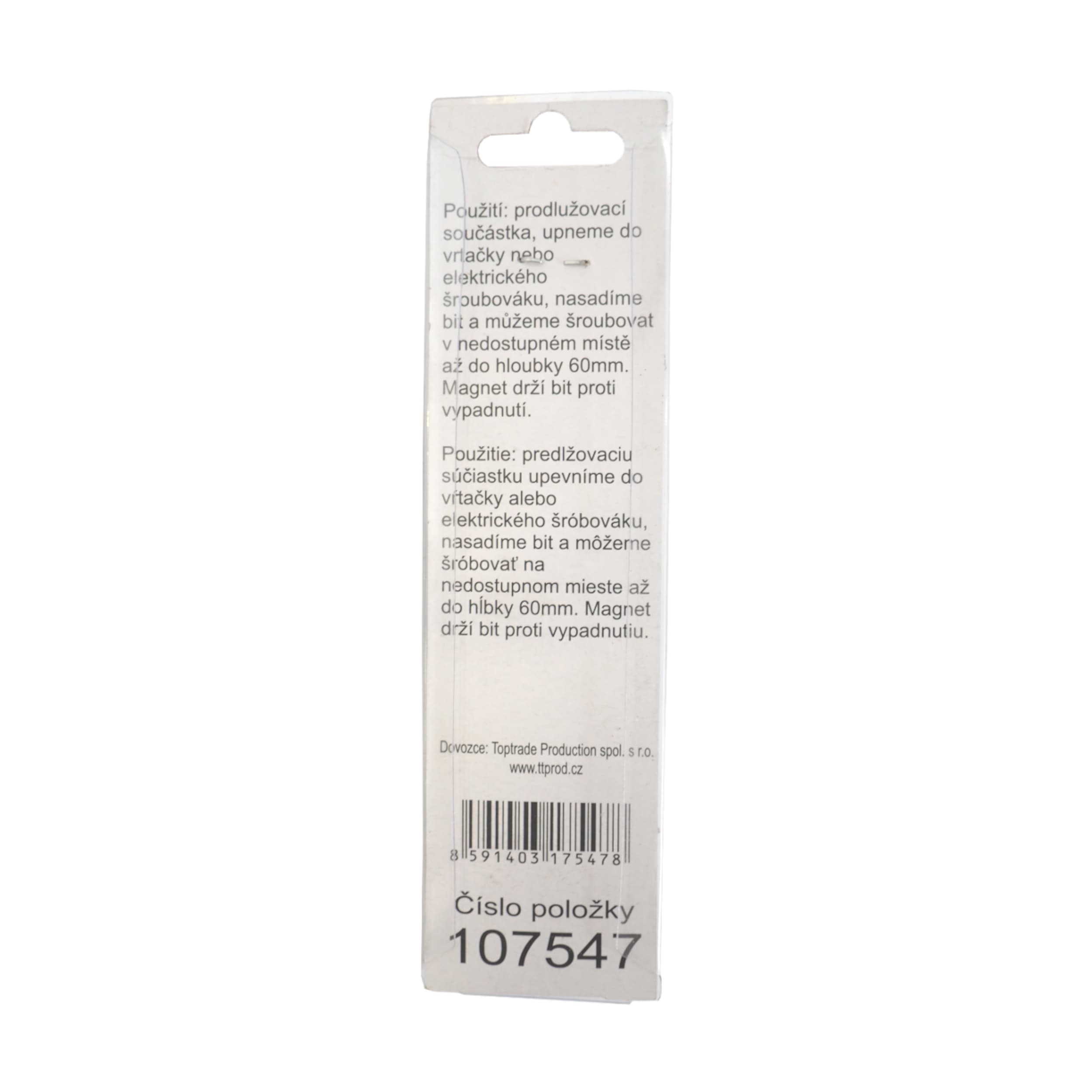TOPTRADE držák bitu, prodloužený, magnetický – 80 mm - náhled 3