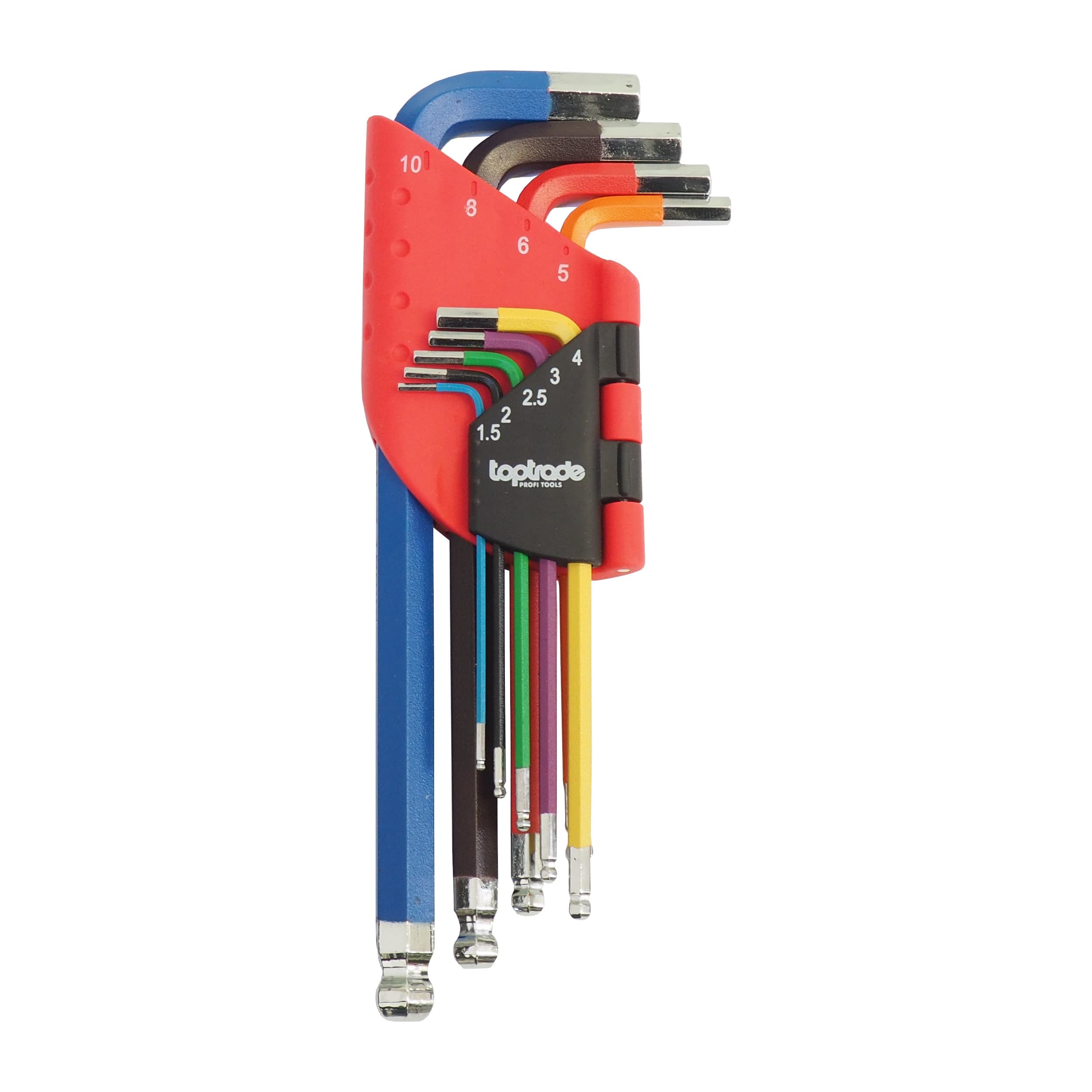 TOPTRADE sada inbus klíčů 9 ks, 1,5–10 mm, Cr‑V