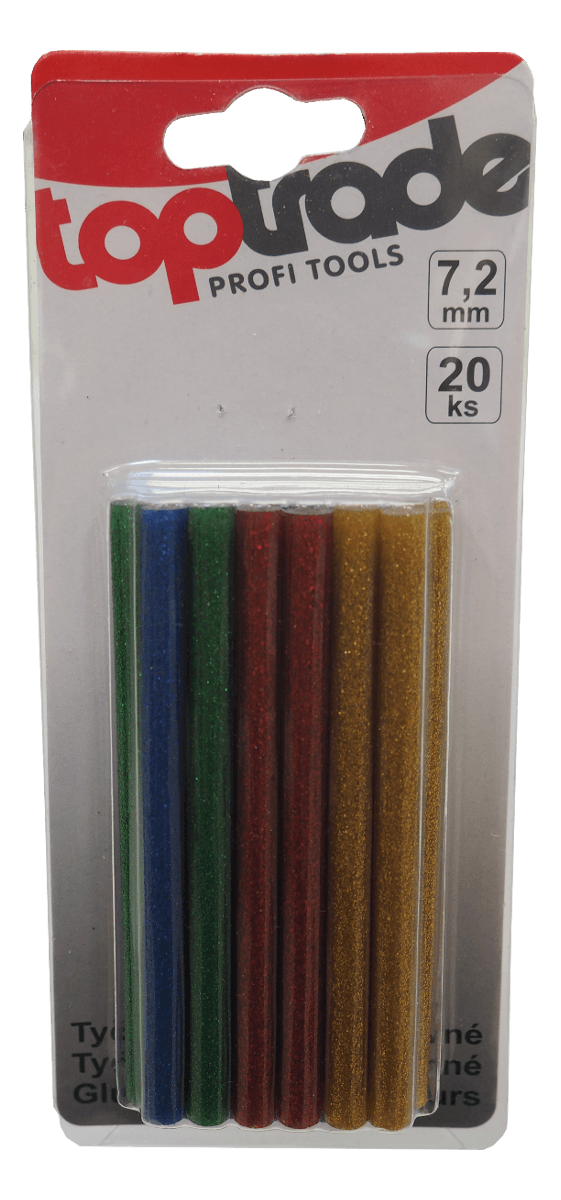 TOPTRADE tavné tyčinky s třpytkami, mix 4 barev, 7,5 × 100 mm, 20 ks - náhled 2
