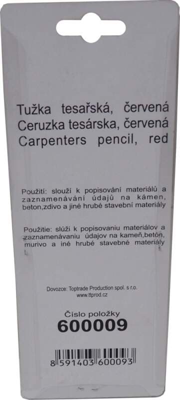 TOPTRADE tesařská tužka, červená, 180 mm (sada 12 ks) - náhled 2