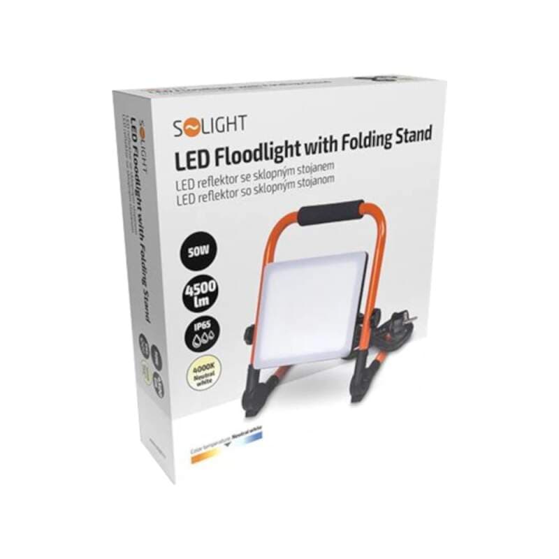 Reflektor LED přenosný 50 W se sklopným stojanem, 4500 lm, 4000 K, IP65 - náhled 2