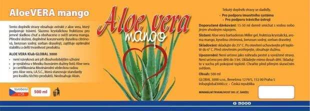 Aloe VERA mango 500 ml – doplněk stravy s extraktem z aloe, jemně slazený fruktózou