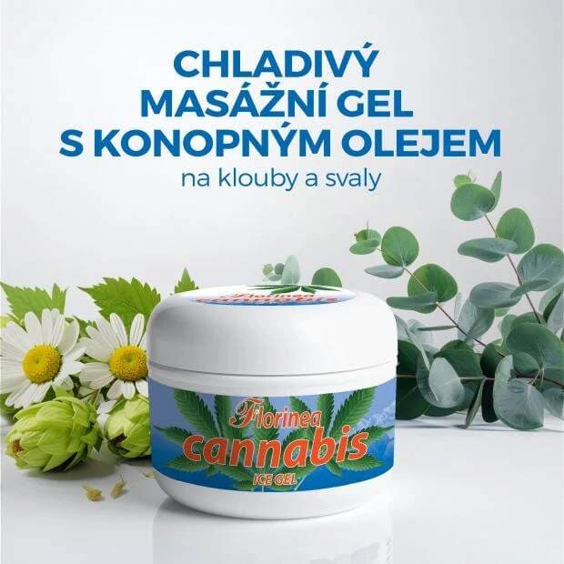 Florinea Cannabis Ice Gel 200 ml – chladivý masážní gel s konopným olejem.