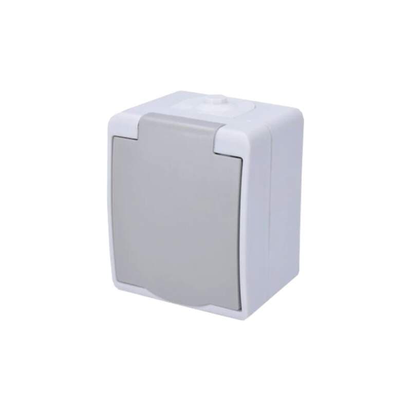 Zásuvka do vlhka IP54, nástěnná, šedá, 16 A / 250 V