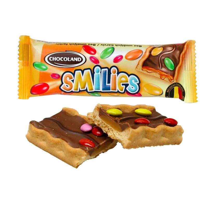 SMILIES sušenka s karamelem 27 g x 12 ks – křupavá sušenka v čokoládě s karamelovým krémem - náhled 2