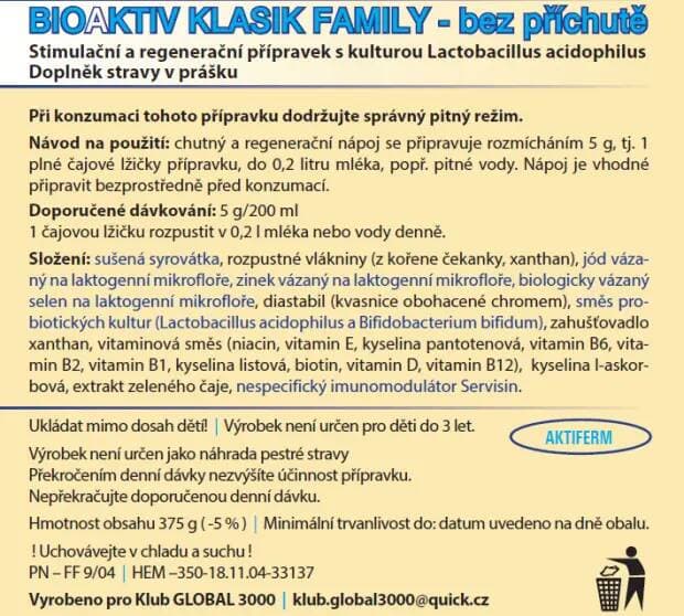 BioAktiv Klasik Family bez příchutě 375 g - náhled 2