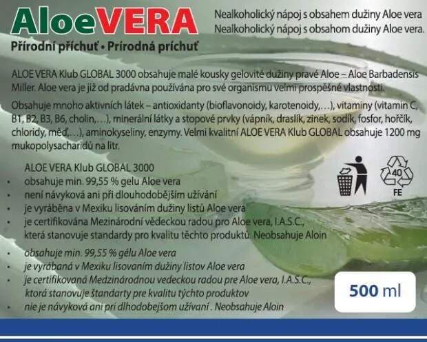 Aloe vera gel 99,5 % s dužinou – 500 ml (IASC, bez aloínu) - náhled 2