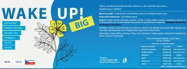 WAKE UP! BIG – tablety s kotvičníkem a zeleným čajem (500 ks) - náhled 2