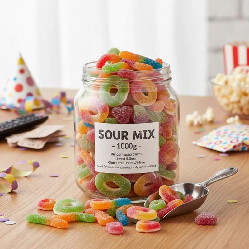 Kyselý mix z výroby 1000 g – ovocné želé bonbony s kyselou příchutí - náhled 3