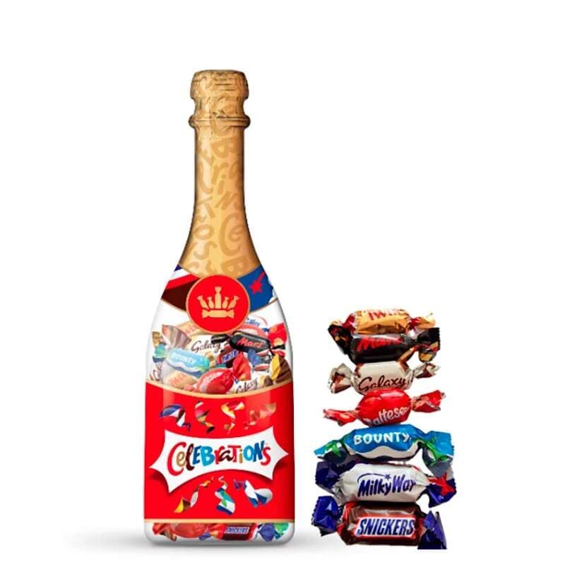 Dárková láhev MINIS – Snickers, Mars, Twix, Bounty, Milky Way 296 g - náhled 3