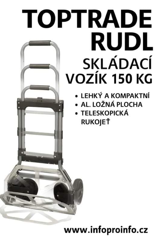 TOPTRADE skládací rudl 150 kg, teleskopická rukojeť, hliníková plocha - náhled 4