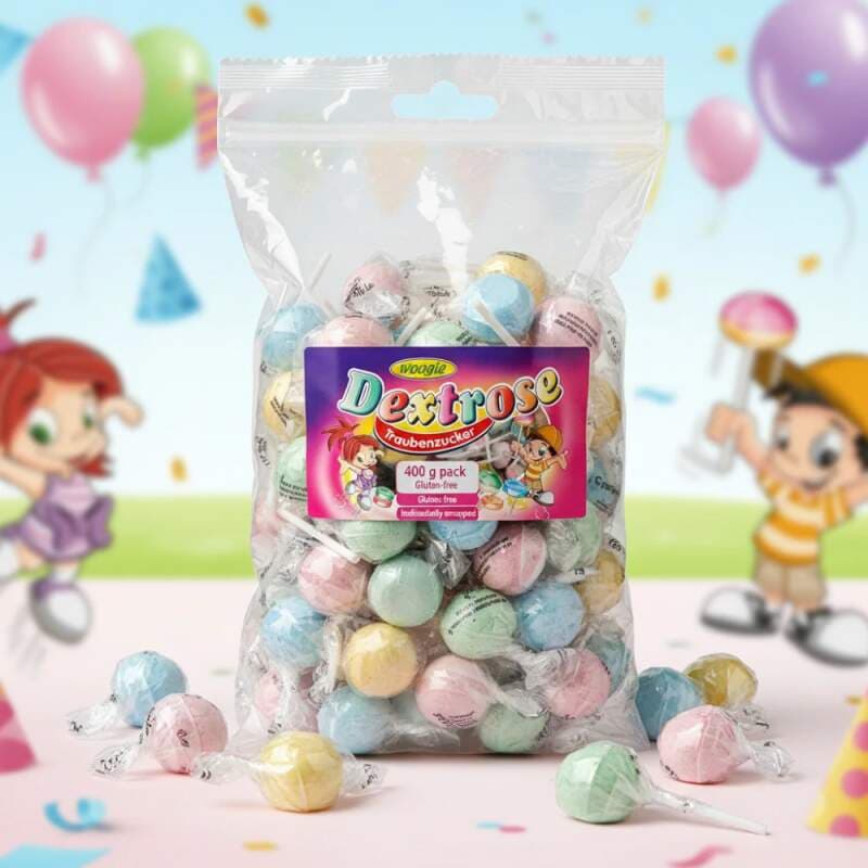 Woogie Lízátko lipové balené 400 g – ovocná lízátka z hroznového cukru bez lepku - náhled 4