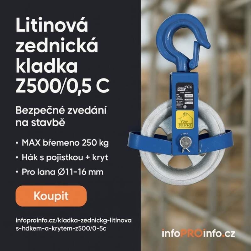 Kladka zednická Z500/0,5 C – litinová, s hákem a krytem (max. břemeno 250 kg) - náhled 4