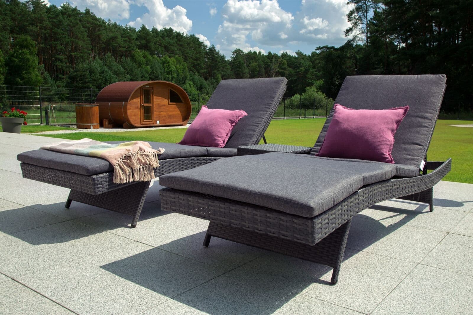 Home&Garden Sestava lehátek Bora Bora Grey / Grey Melange + stolek - náhled 3