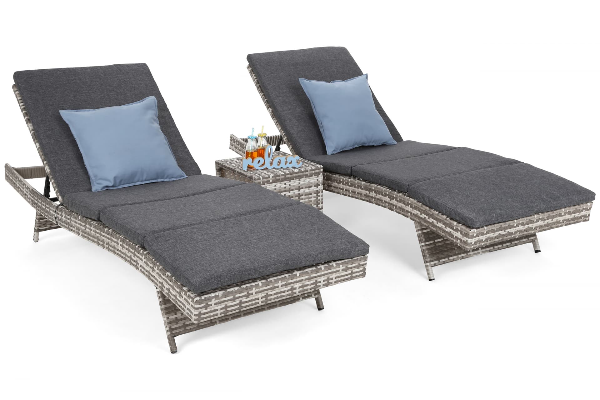 Home&Garden Sestava lehátek Bora Bora Light Grey / Grey Melange + stolek
