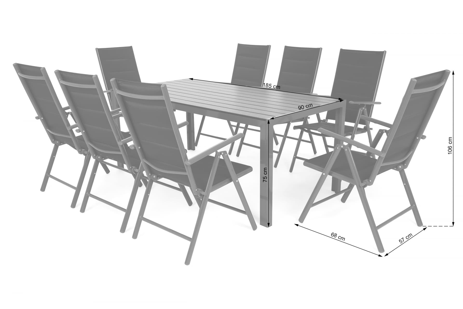 Home&Garden Zahradní sestava Ibiza 185 cm Silver / Black 8+1 - náhled 2