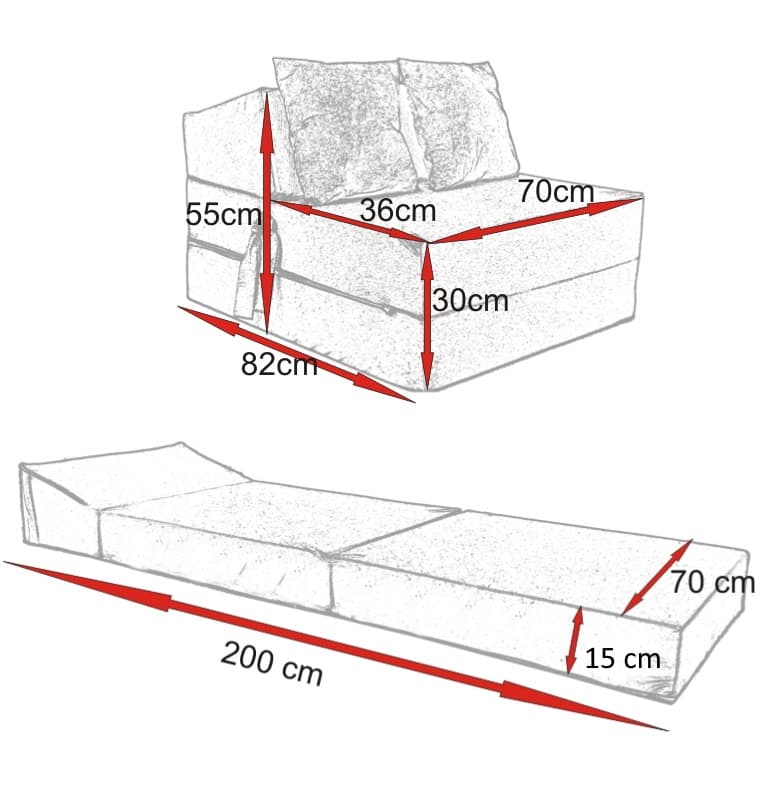 Fimex Rozkládací křeslo - matrace pro hosty Lincol tmavě šedé 70x200x15 cm - Fimex - náhled 2