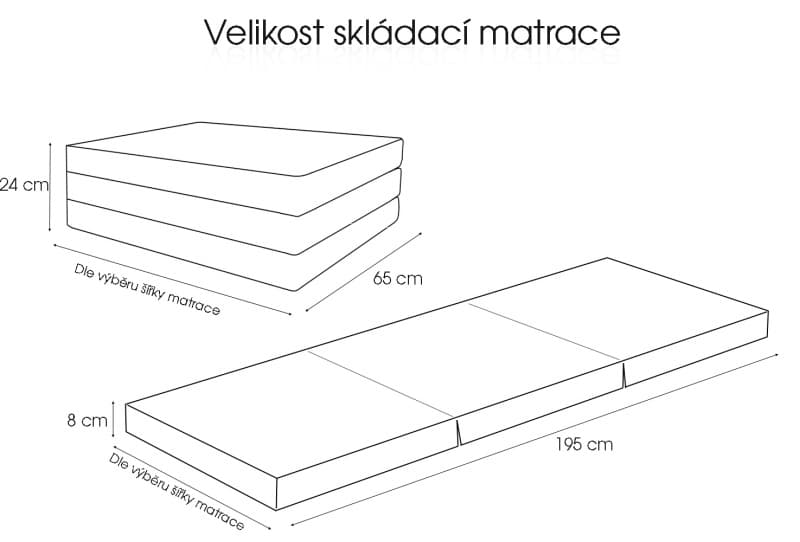 e-matrace.com Skládací matrace pro hosty hnědá 8 cm - náhled 2
