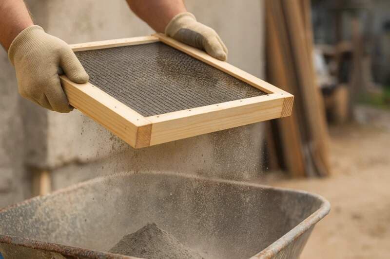 TOPTRADE síto na štuk 500 × 500 mm, oko 2 × 2 mm (600627)