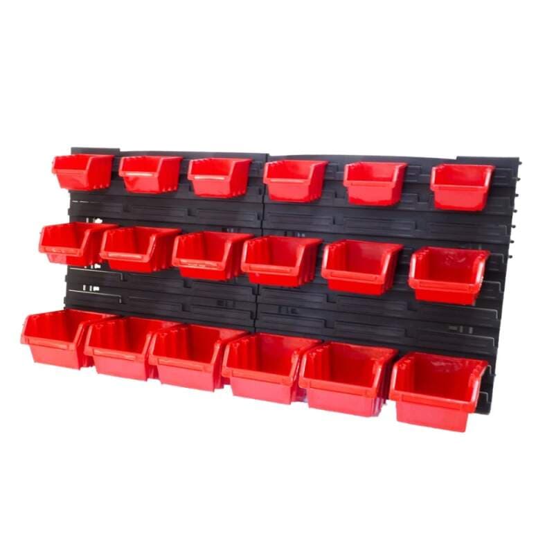 Plastový ekobox – sada 30 boxů + 2 panely, 800 × 195 × 400 mm