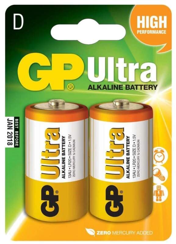 GP Ultra Alkaline LR20 (D) 1,5 V – baterie, blistr 2 ks