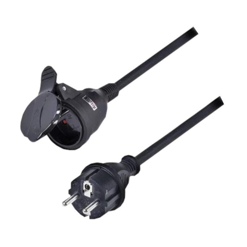 Prodlužovací přívod se spojkou 20 m, 1× zásuvka, IP44, H05RR‑F3, 3×1,5 mm², 230 V/16 A, černý