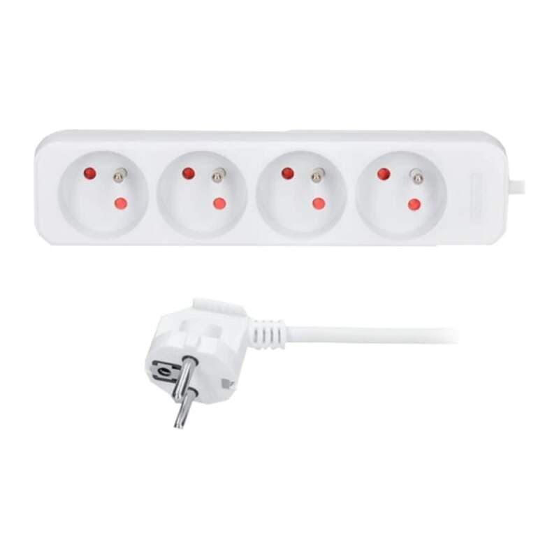 Prodlužovací přívod 4 zásuvky 5 m, 3×1 mm², bílý