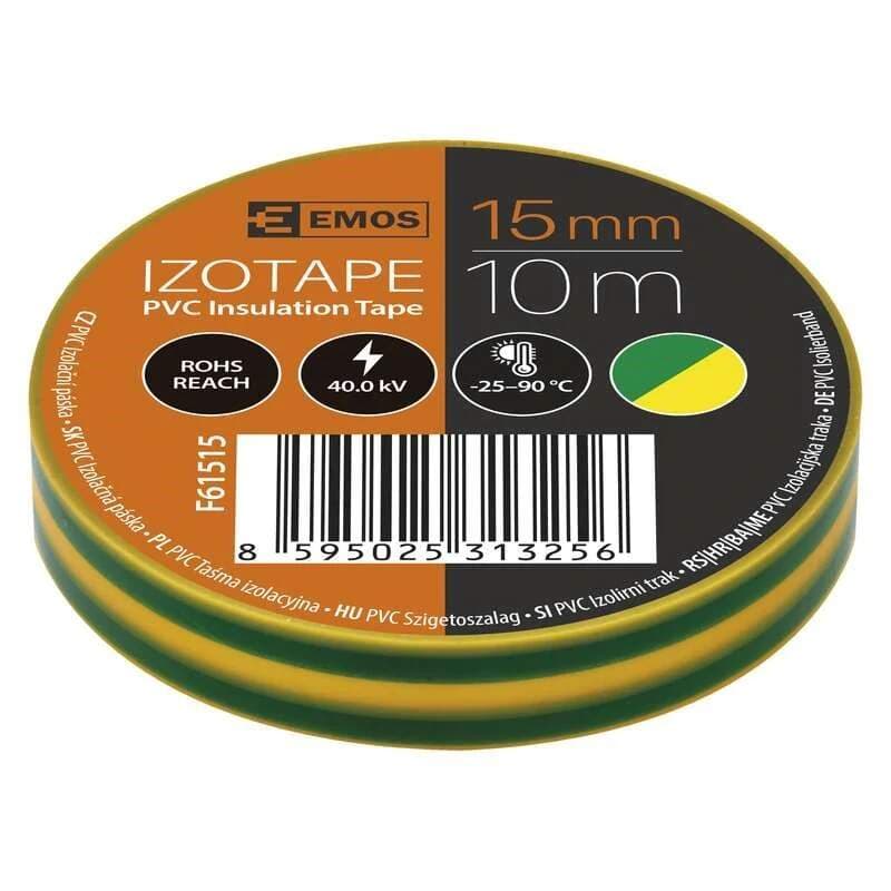 Elektroizolační páska žlutozelená 15 mm × 10 m (PVC)