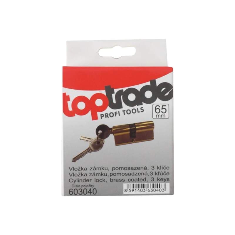 TOPTRADE vložka zámku oboustranná, pomosazená, 65 mm (30/35), 3 klíče - náhled 2