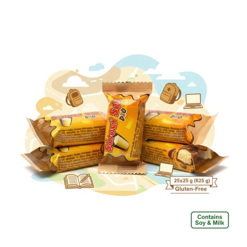 SUK DUO MINI 25×25 g (625 g) – bezlepková sójová mini tyčinka - náhled 2