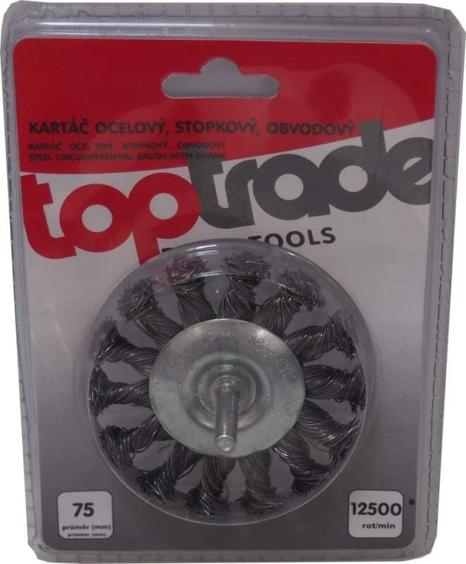 TOPTRADE ocelový kartáč obvodový Ø 75 mm, stopka 6 mm - náhled 2