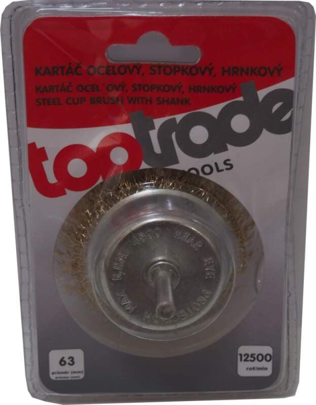 TOPTRADE kartáč ocelový hrnkový, stopka Ø6 mm, 75 mm - náhled 2
