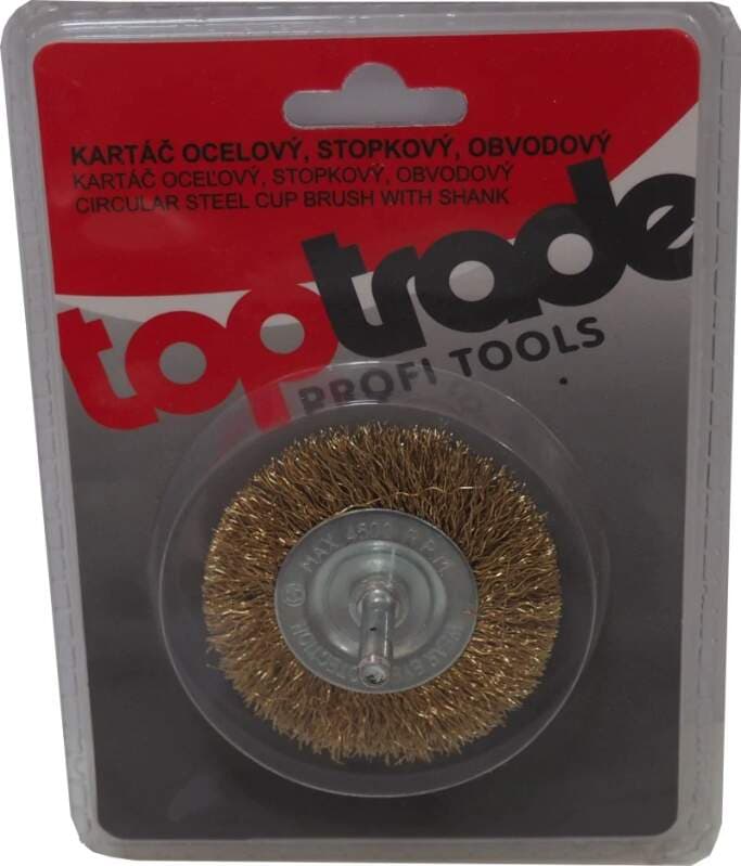 TOPTRADE obvodový ocelový kartáč, stopka 6 mm, Ø 75 mm - náhled 2
