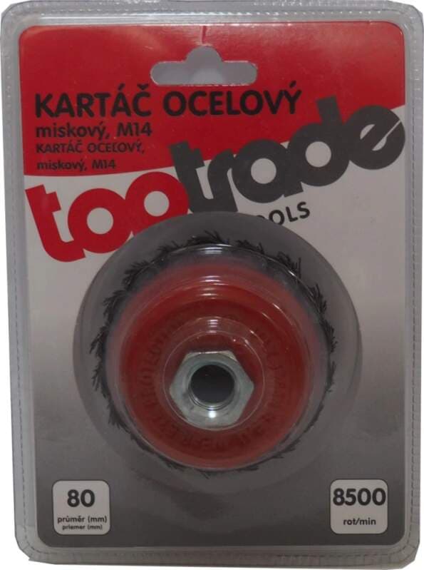 TOPTRADE kartáč ocelový miskový M14, Ø 80 mm - náhled 2