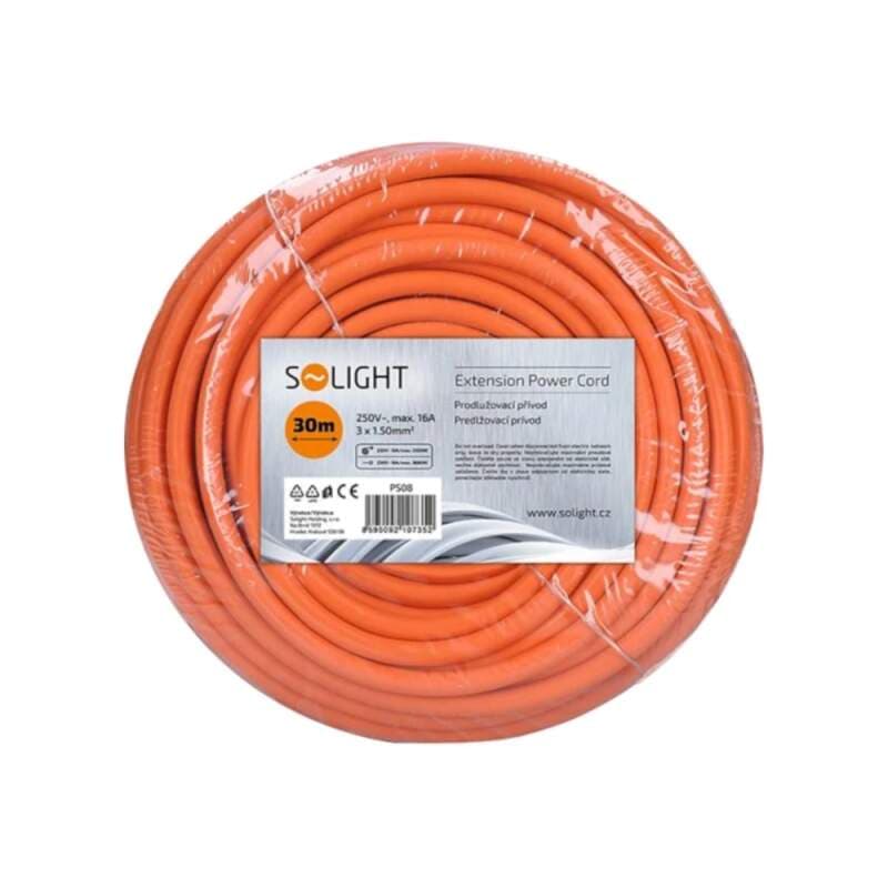 Prodlužovací přívod 30 m, 1 zásuvka, 3×1,5 mm², oranžový (H05VV‑F3) - náhled 2