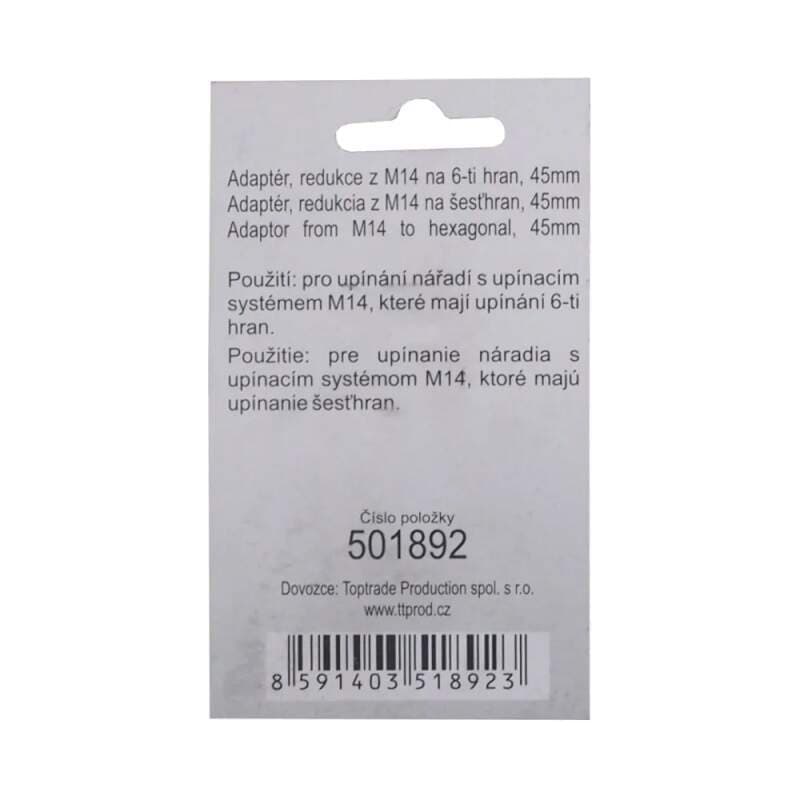 TOPTRADE adaptér M14 na 6-hran, 45 mm - náhled 3