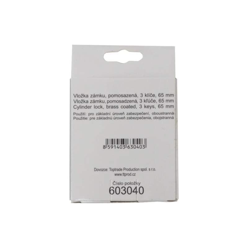 TOPTRADE vložka zámku oboustranná, pomosazená, 65 mm (30/35), 3 klíče - náhled 3