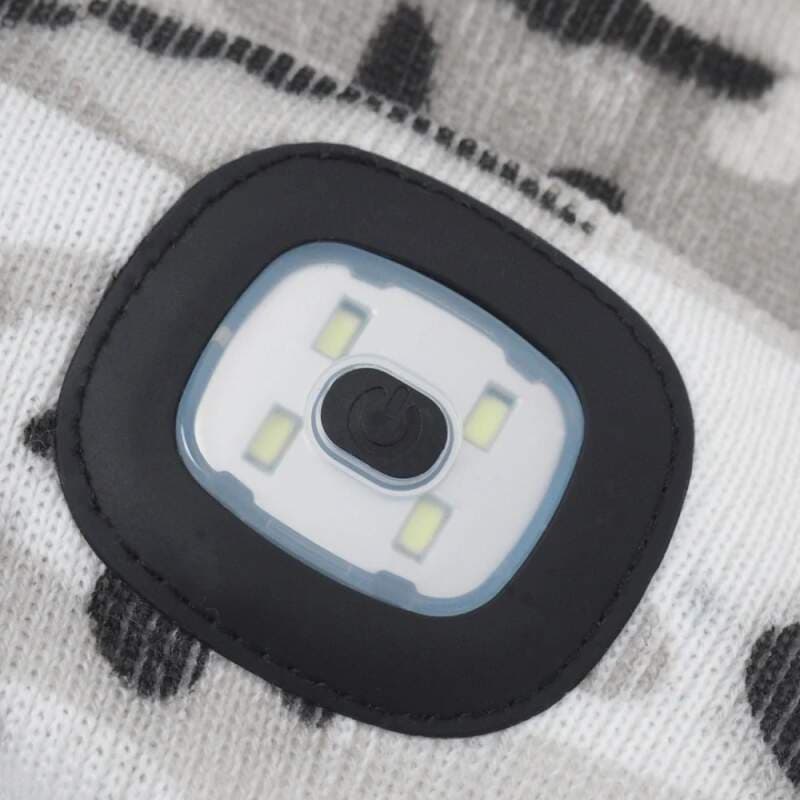Zimní čepice s LED světlem, UNI – šedá kamufláž - náhled 3