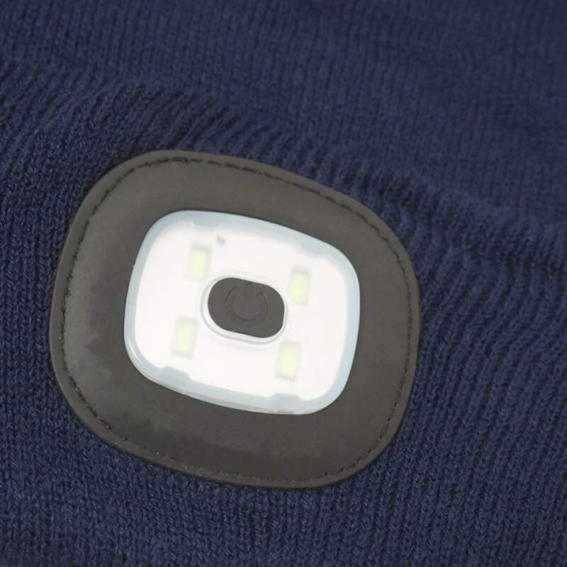 LED čepice s čelovkou, USB nabíjení, velikost L - modrá - náhled 3