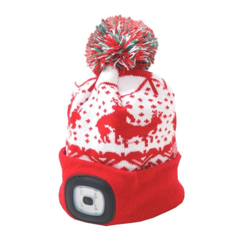 LED vánoční čepice s čelovkou, L, červená (X-mas) - náhled 3