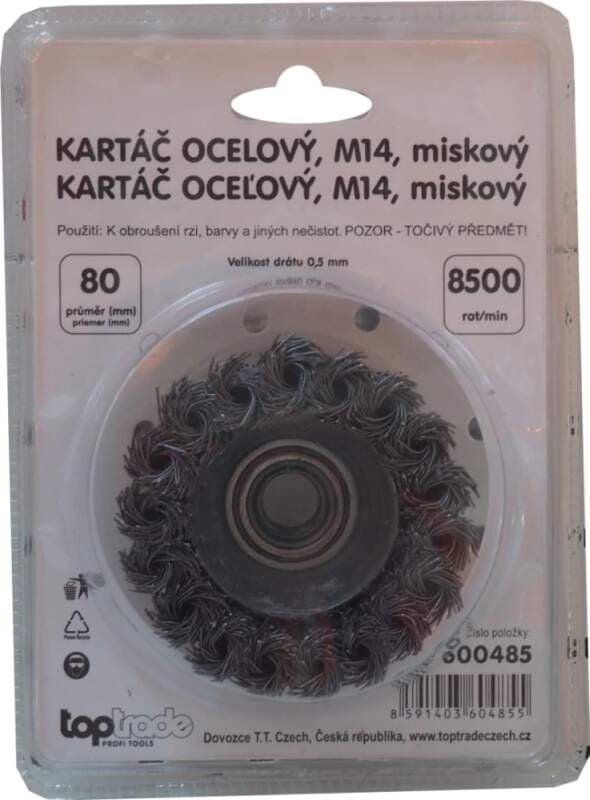 TOPTRADE hrnkový kartáč ocelový, copový, M14, Ø 100 mm - náhled 3